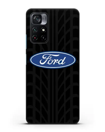 Чехол c эмблемой Ford с протектором шин силиконовый для Xiaomi Poco M4 Pro 5G