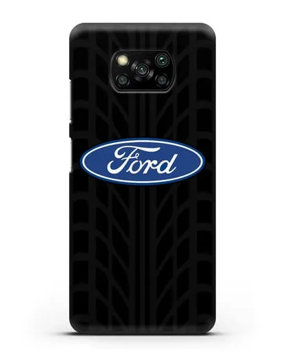 Чехол c эмблемой Ford с протектором шин силиконовый для Xiaomi Poco X3