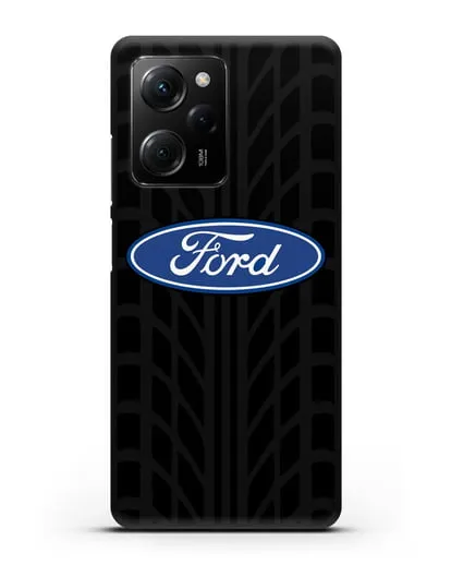 Чехол c эмблемой Ford с протектором шин силиконовый для Xiaomi Poco X5 Pro