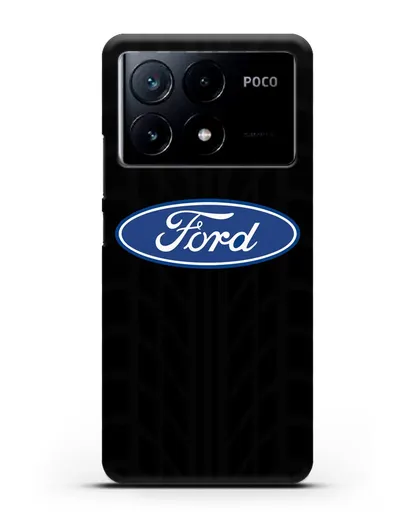Чехол c эмблемой Ford с протектором шин силиконовый для Xiaomi Poco X6 Pro